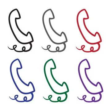 Telephone icon vector line doodle symbols. Stock Illustration