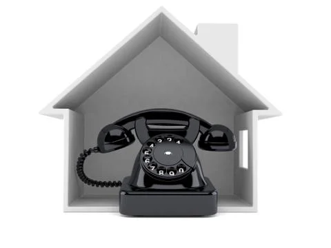 Telephone inside house cross-section Stock Illustration