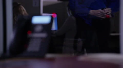 Telephone kept on the office table Stock Footage 67553711