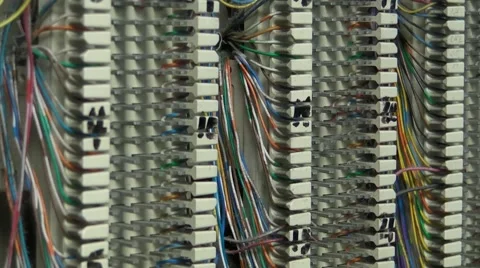 Telephone Lines Distribution Panel 2 HD Stock Footage 1042231