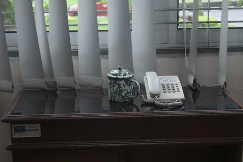 Telephone, mugs Stock Photos