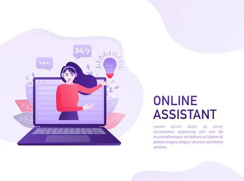 Telephone operator. Cartoon character. Support service icon. Online support call Stock Illustration