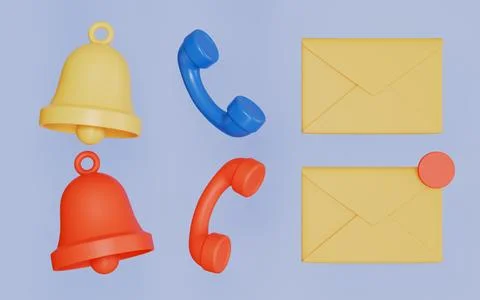Telephone receiver, Bell notification and message symbol Stock Illustration