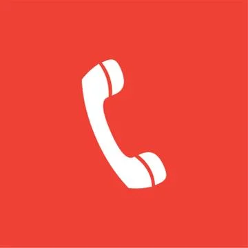 Telephone Receiver Icon On Red Background. Red Flat Style Vector Illustration Illustrazione stock
