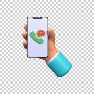 Telephone receiver with speech bubble. Hand holding phone with incoming call. Stock Illustration