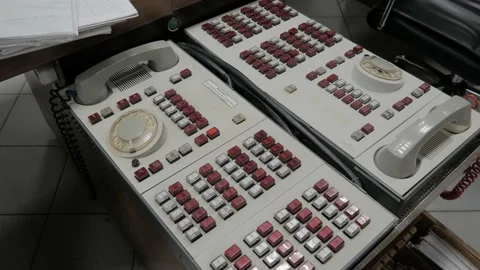 Telephone sets in the control room of the Chernobyl power plant Stock Footage 194709249