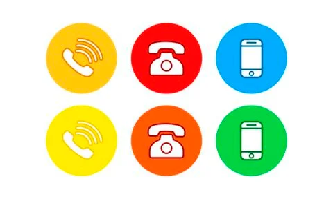 Telephone, smartohone icon set flat on isolated white background. EPS 10 vect Stock Illustration