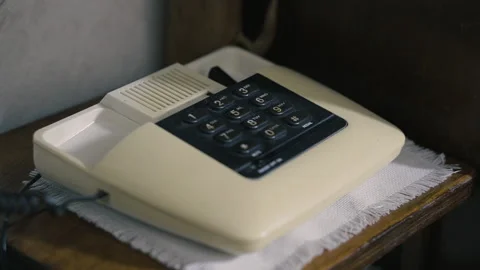 Telephone. Stationary push-button telephone. Stock Footage 145378770