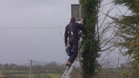 Telephone Technician Stock Footage
