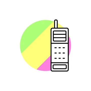 Telephone technology icon. Simple line, outline vector in color circle of retro Stock Illustration