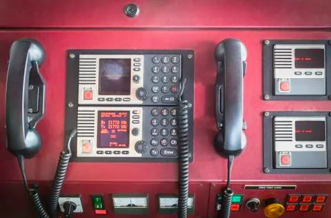 Telephone at vessel control panel Stock Photos