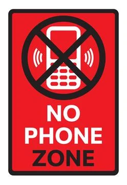 Telephone warning stop sign. Text NO PHONE ZONE. Vector Illustration Stock Illustration