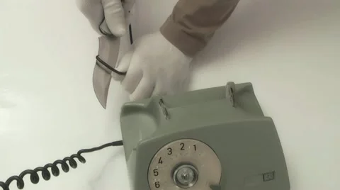 Telephone wire cuts the offender Stock Footage 22338364