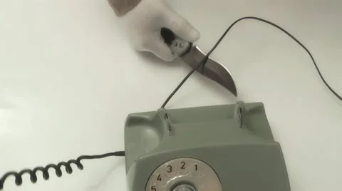 Telephone wire cuts the offender Stock-Footage 22338384
