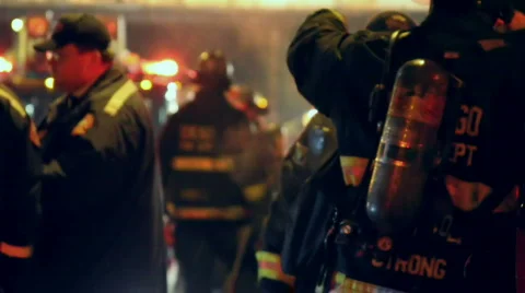 Telephoto Firemen Stock Footage 645366