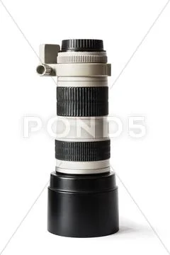 Telephoto lens isolated on white background Stock Photos