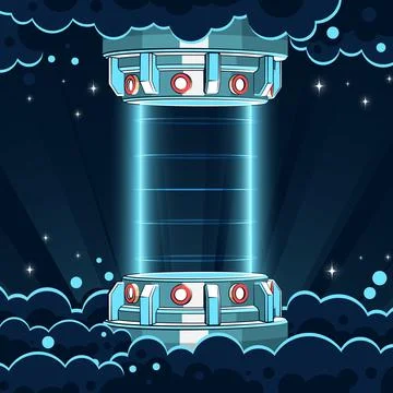 Teleportation machine in space Stock Illustration