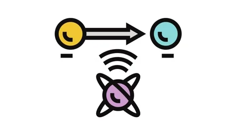 Teleportation quantum computer color icon animation Stock Footage 326115925