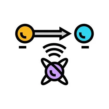 Teleportation quantum computer color icon vector illustration 스톡 일러스트