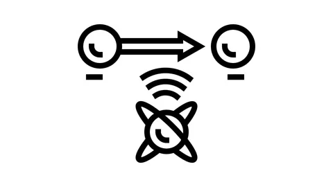 Teleportation quantum computer line icon animation Stock Footage 326123182