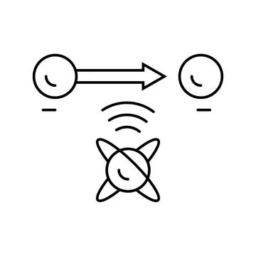 Teleportation quantum computer line icon vector illustration Stock Illustration