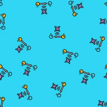 Teleportation quantum computer vector seamless pattern Illustrazione stock