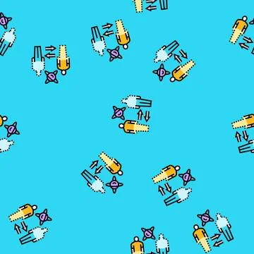 Teleportation quantum technology vector seamless pattern Stock Illustration