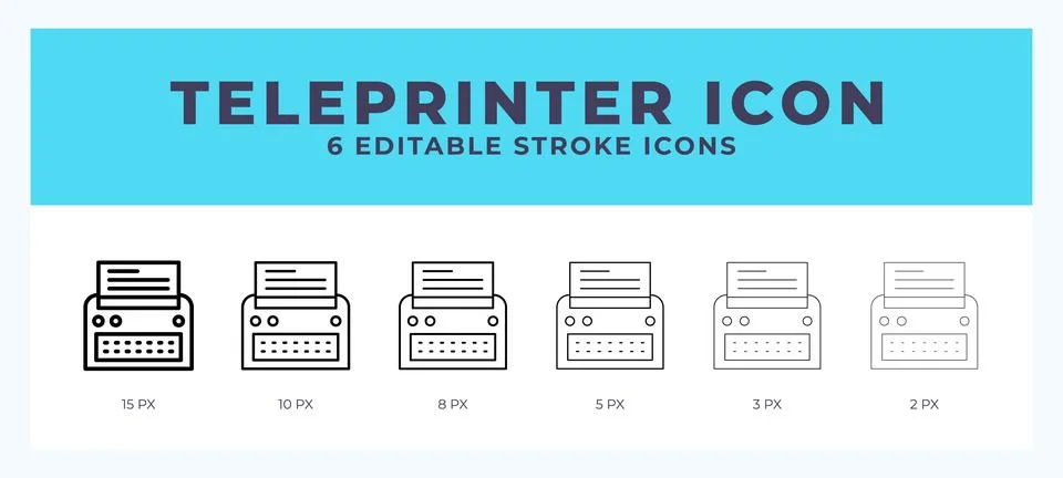 Teleprinter icon set with different stroke. Design elements for logo. Vecto.. Stockillustratie