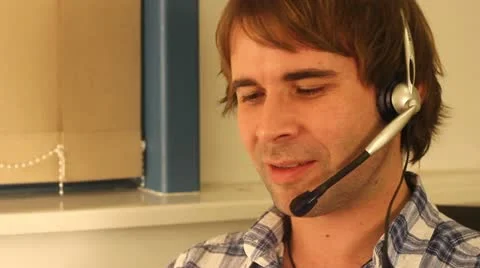 Telesales assistant laughing Video stock 21370840