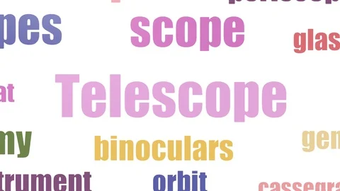 Telescope Animated Tag Cloud Isolated Stock Footage 107237664