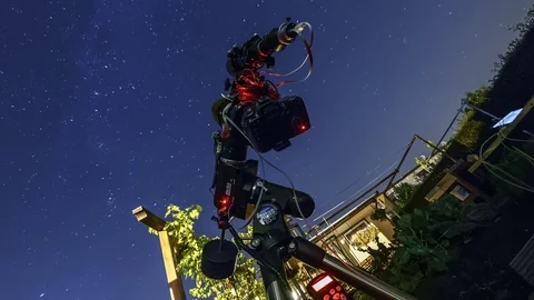 Telescope Astronomy Timelapse In A Garden 1 Stock Footage