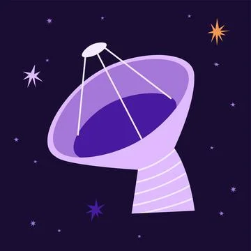 Telescope on the background of the starry sky vector illustration in flat sty Stock Illustration