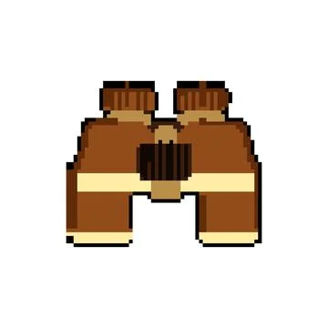 Telescope binoculars pixel art vector illustration Stock Illustration