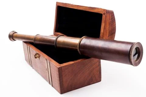 Telescope on box Stock Photos