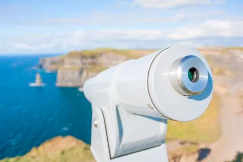 Telescope at cliff of moher Stock Photos