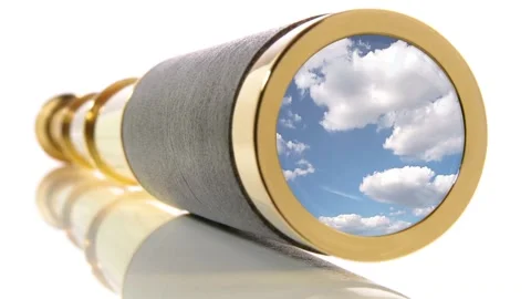Telescope with Clouds in Summer - Isolated on white Background Stock Footage 151533305