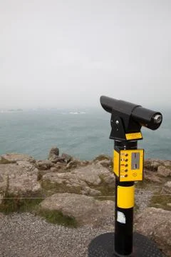 Telescope by the coast Stock Photos