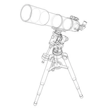 Telescope concept outline. Vector Stock Illustration