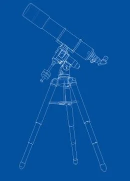 Telescope concept outline. Vector Stock Illustration