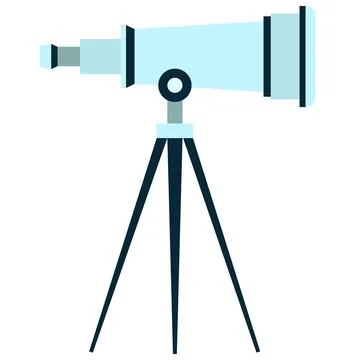 Telescope flat icon isolated on white Stock Illustration
