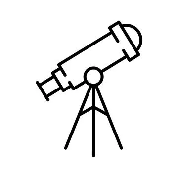 Telescope flat icon. Pictogram for web. Line stroke. Isolated on white backgr Stock Illustration