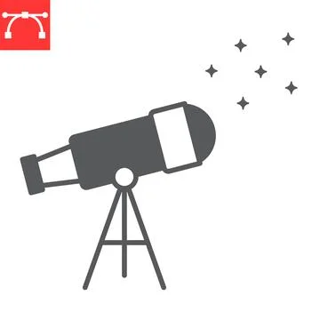 Telescope glyph icon Stock Illustration