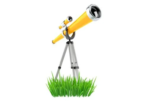 Telescope on grass Stock Illustration