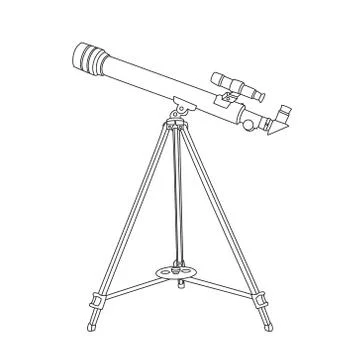The telescope in hand drawn technique Stock Illustration