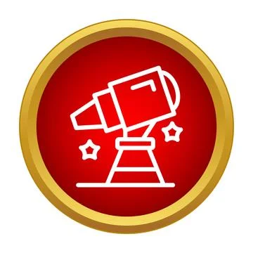 Telescope icon exploring space, stars, and astronomy Ilustración de archivo