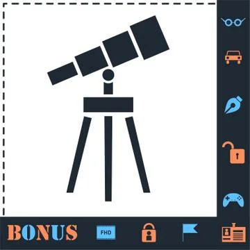 Telescope icon flat Stock Illustration
