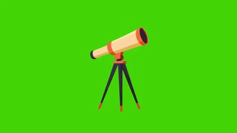 Telescope icon isolated on green screen, astronomy concept Stock Footage 287341069