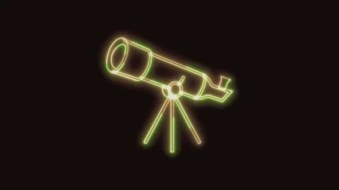 Telescope Icon Neon Seamless Loop 4K (Black Background) Stock Footage 310360924
