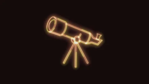 Telescope Icon Neon Seamless Loop with Black Background 4K Stock Footage 311432668