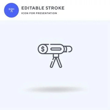 Telescope icon vector, filled flat sign, solid pictogram isolated on white, logo Illustrazione stock